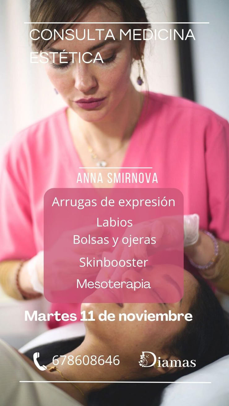 Medicina estética malaga. Diamas. Mesoterapia, skinbooster, labios, ojeras, bolsas, botox, acido hialurónico, arrugas de expresión, anna smirnova, medicina estética, centro autorizado junta de andalucia, vitaminas, lifting, arrugas de expresión, relleno de labios