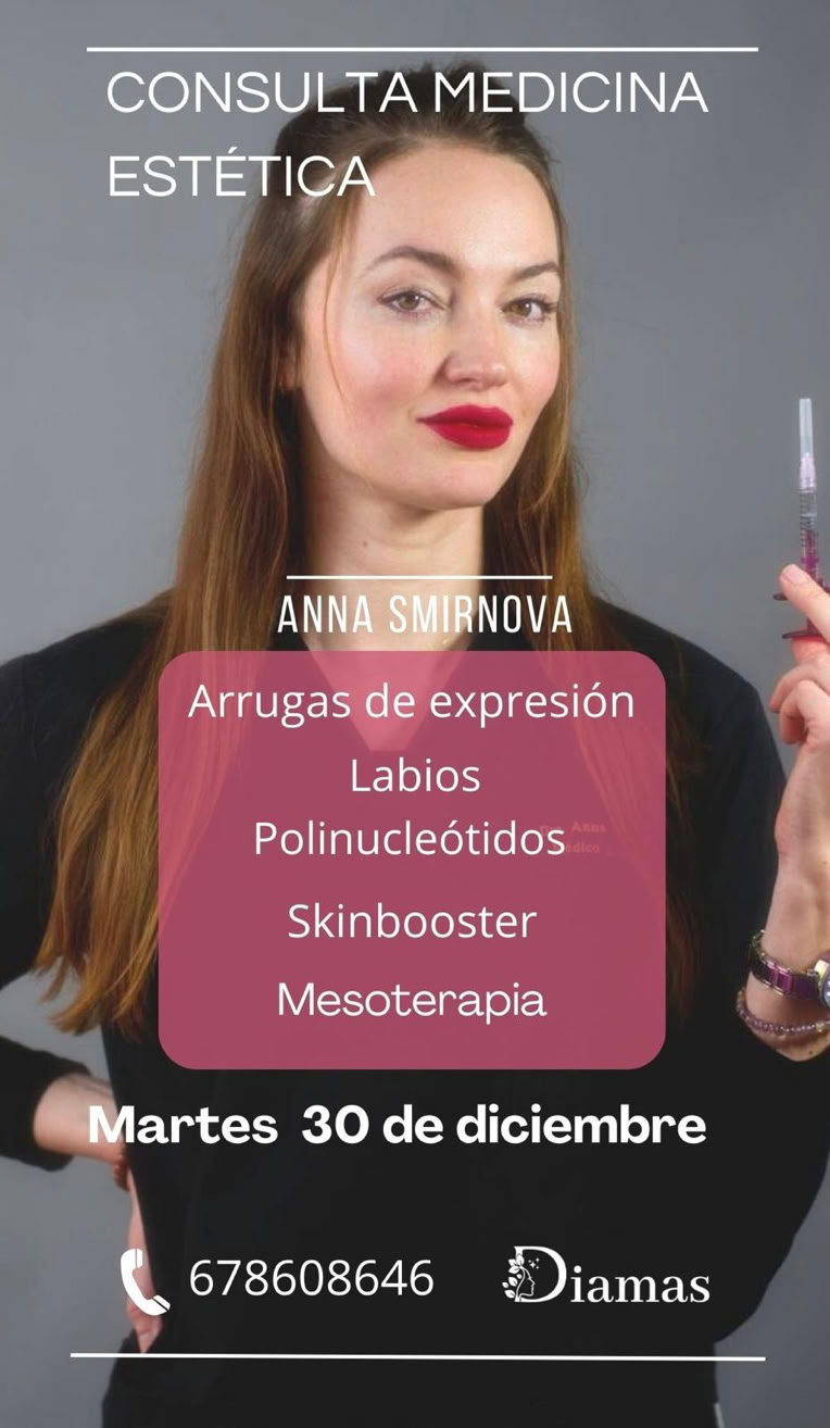 Medicina estética malaga. Diamas. Mesoterapia, skinbooster, labios, ojeras, bolsas, botox, acido hialurónico, arrugas de expresión, anna smirnova, medicina estética, centro autorizado junta de andalucia, vitaminas, lifting, arrugas de expresión, relleno de labios