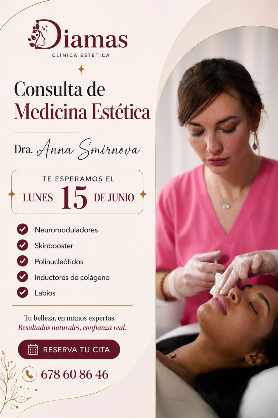 Medicina estética malaga. Diamas. Mesoterapia, skinbooster, labios, ojeras, bolsas, botox, acido hialurónico, arrugas de expresión, anna smirnova, medicina estética, centro autorizado junta de andalucia, vitaminas, lifting, arrugas de expresión, relleno de labios. BOTOX. ELIMINACIÓN DE GRASA.